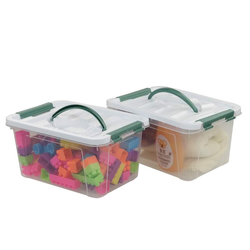 Pekky 6 Quart Storage Container Box with Handle and Latching Fresh Design, Small Toy Organizer Bin, 2-Packs - Image 1